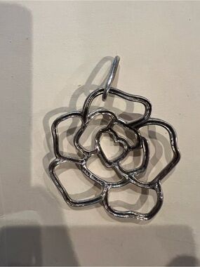 Sterling silver open work flower pendant